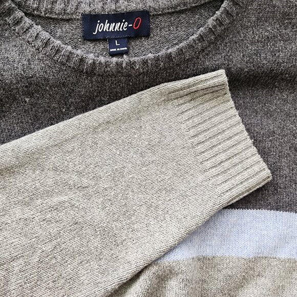 Johnnie-o Mens Sweater Large Gray Wool Blend Long Sleeve Pull Over - Picture 1 of 9